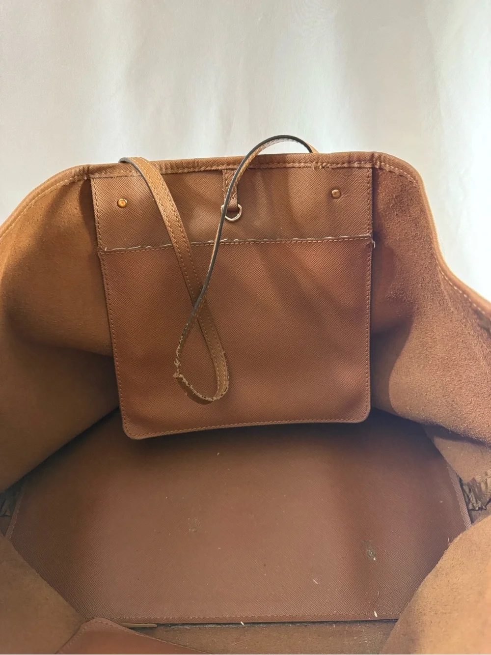 Michael Kors Cognac Saffiano Leather Tote with MK Charm